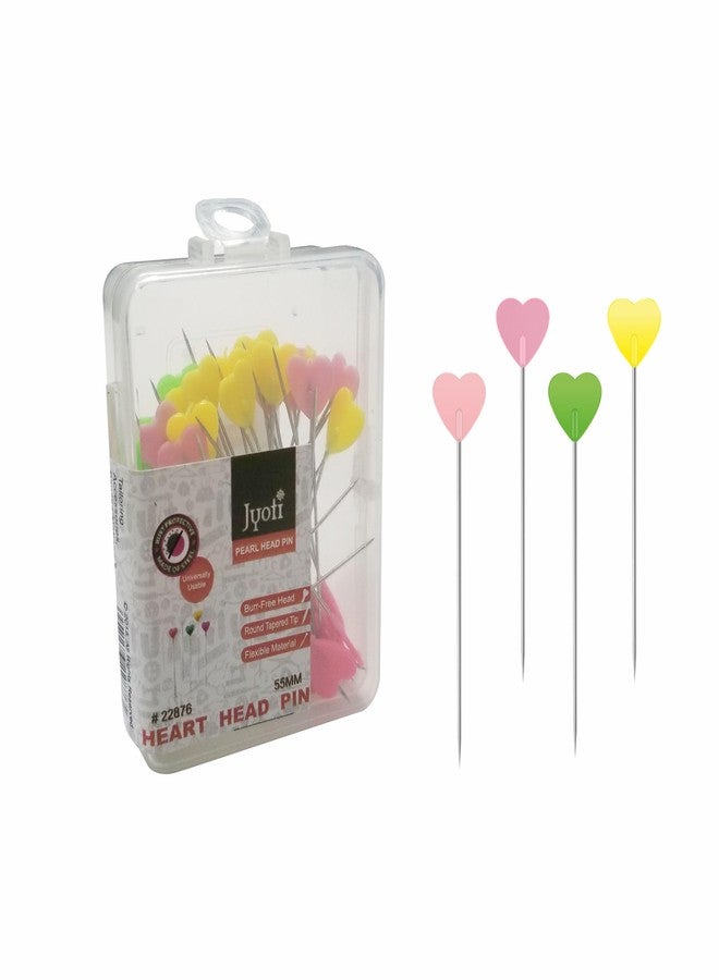 Jyoti Pearl Head Pins Heart Multicolored for Tailoring, Dressmaking, Crafting, Sewing, Ornament, Patch Work, Florist, Decorating, Hijab, and Scarf for Women # 22876 (50 Pins in a Box) - Pack of 10 - Image 1